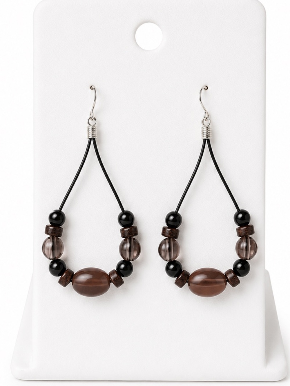 Beaded cord teardrop earrings